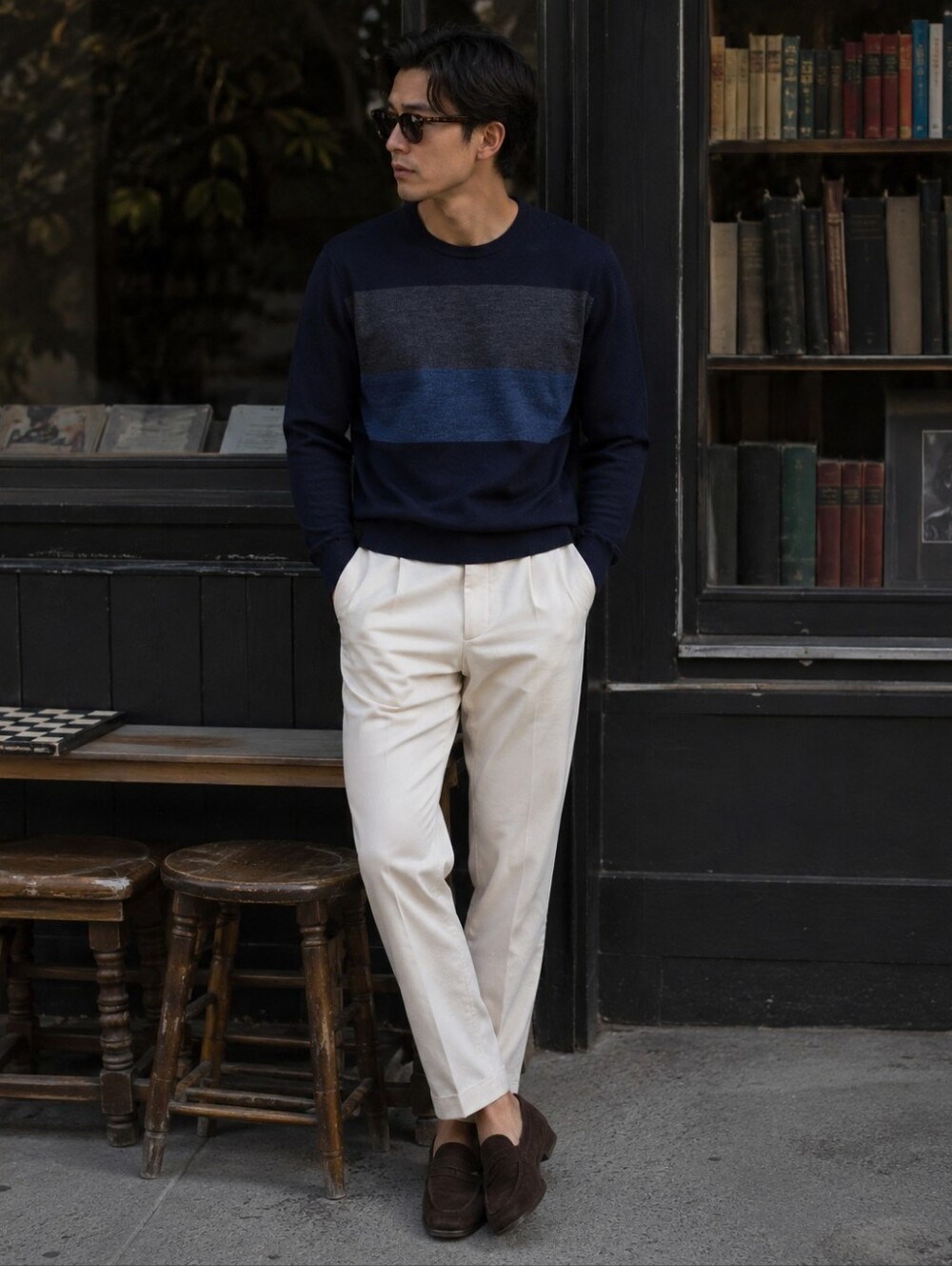 Tiger of Sweden Matias STR Men’s 100% Wool Colourblock Crewneck Sweater S Luxury